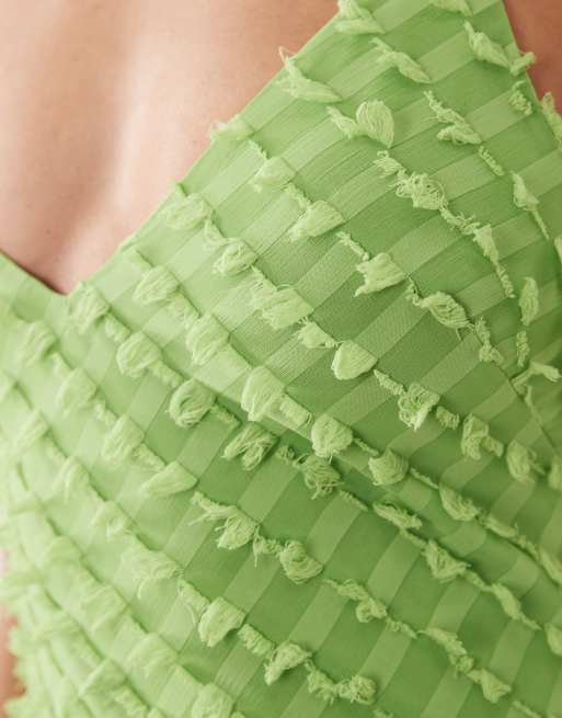 ASOS DESIGN Tall - Vestito con spalline sottili e scollo profondo verde con godet e foulard, 3 di 4