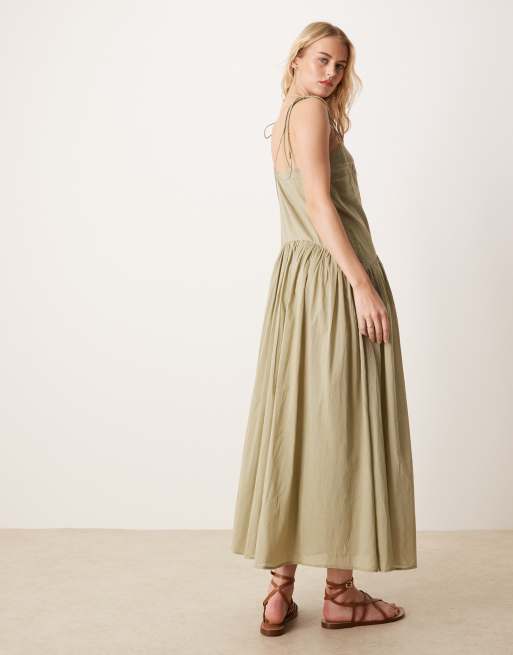 ASOS DESIGN Tall - Vestito lungo con vita scesa color stucco, 4 di 4