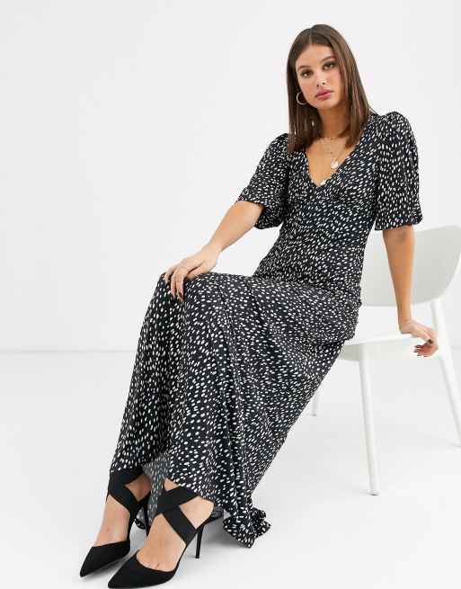 Asos Design Tall Vestito Lungo Da Giorno A Pois Bianchi Asos