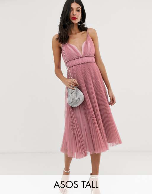 ASOS DESIGN Tall - Vestito midi in tulle a pieghe a incrocio