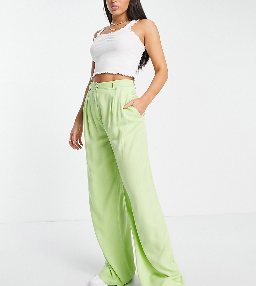 ASOS DESIGN Tall vintage look wide leg pants in bright apple - part of a set-Green