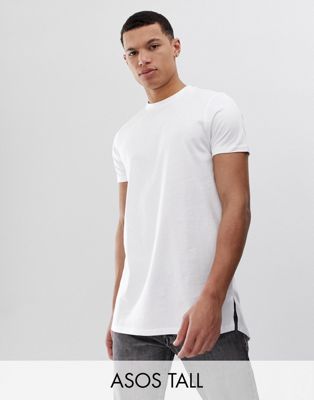 ASOS DESIGN Tall – Vit t-shirt i longline-modell med rund halsringning och sidosprund