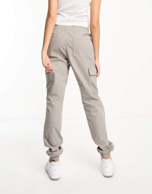 ASOS DESIGN cargo pants with elastic cuff in sage