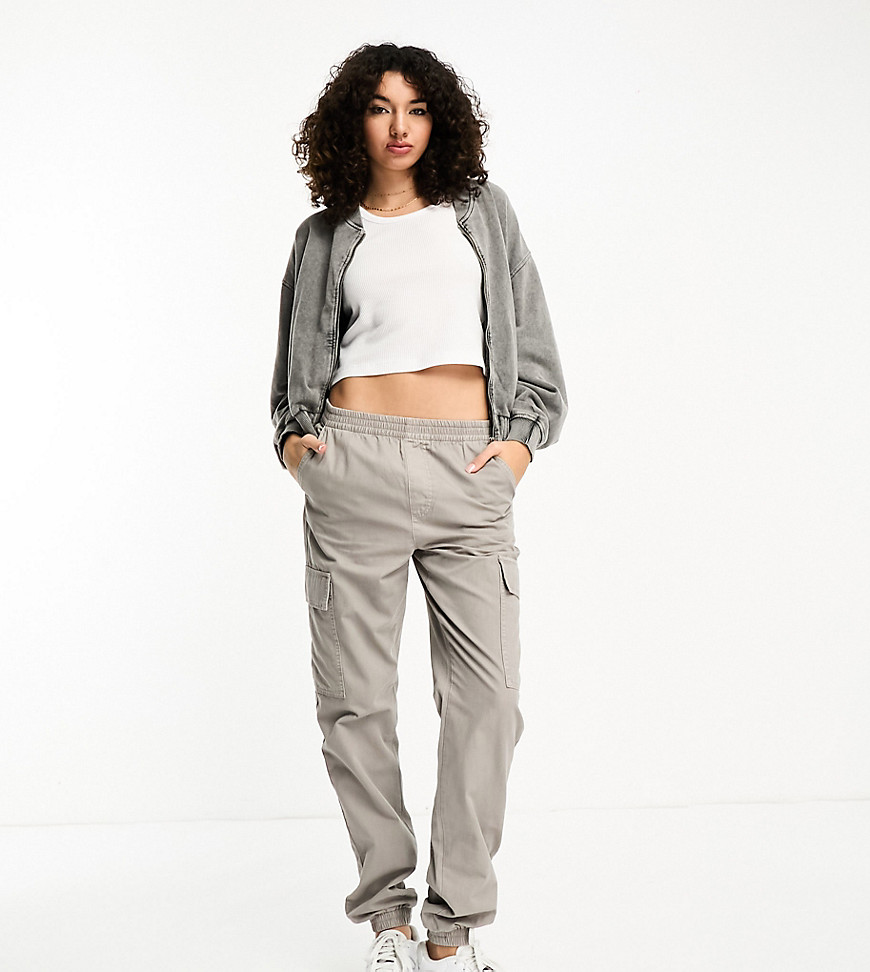 ASOS DESIGN Tall washed cargo trouser with cuff hem in stone-No colour