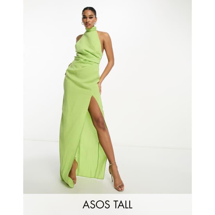  Women's Dress & Tie Backless Halter Dress Dresses Dress for  Women FBITE (Color : Lime Green, Size : Large) : Clothing, Shoes & Jewelry