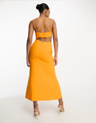 elle cut out midi dress mango