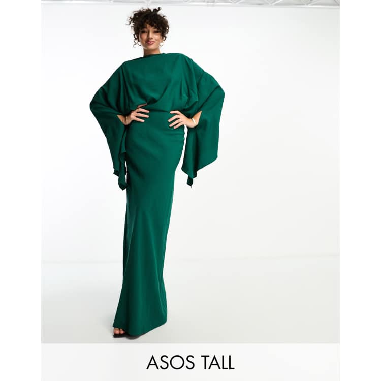 ASOS DESIGN Tall washed overlay detail maxi dress in forest green ASOS