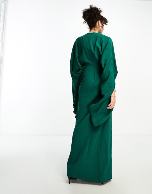 ASOS DESIGN Tall washed overlay detail maxi dress in forest green | ASOS
