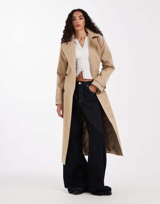 ASOS DESIGN Tall - Waterafstotende trenchcoat met lange pasvorm in stone, 2 van 4