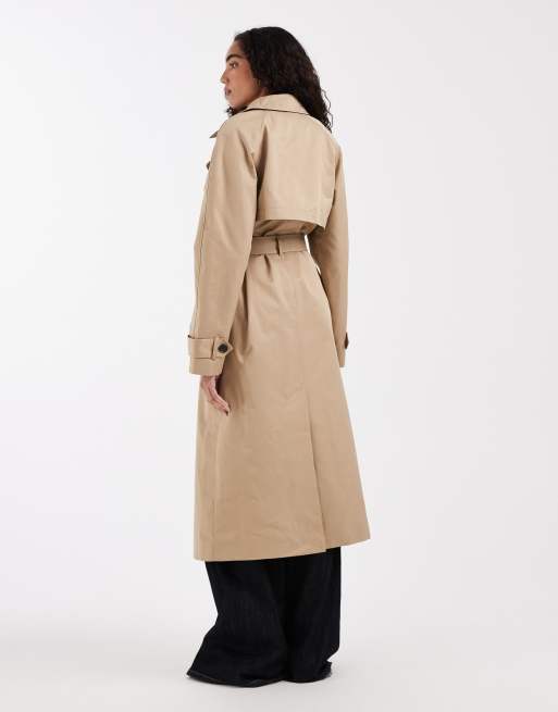 ASOS DESIGN Tall - Waterafstotende trenchcoat met lange pasvorm in stone, 4 van 4