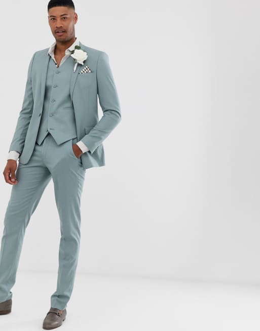 Asos Design Tall Wedding Enge Anzug Weste In Pastellblau Asos