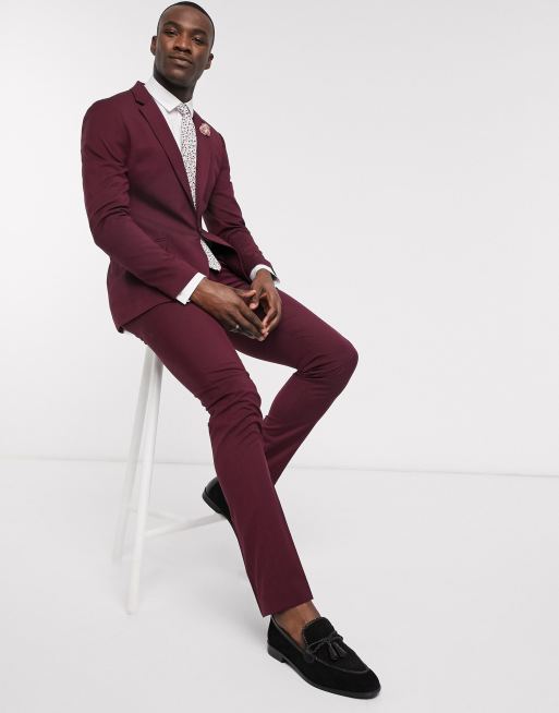 Maroon on sale suit asos