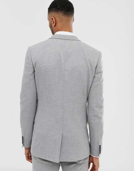 ASOS DESIGN Tall wedding skinny suit jacket in gray twist micro