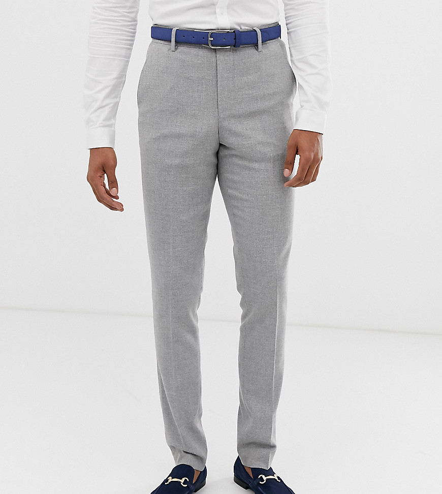 ASOS DESIGN Tall wedding skinny suit trousers in grey twist micro texture