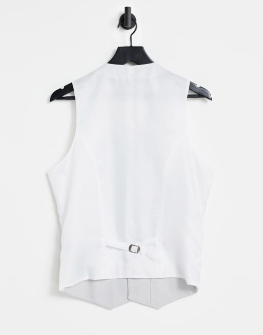 ASOS DESIGN Tall wedding slim suit waistcoat in micro texture in ice grey, 2 of 4