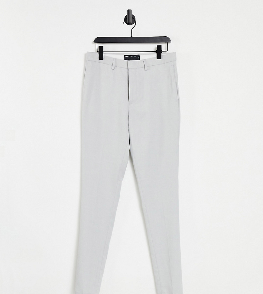 ASOS DESIGN Tall wedding super skinny suit pants in ice gray micro texture-Grey