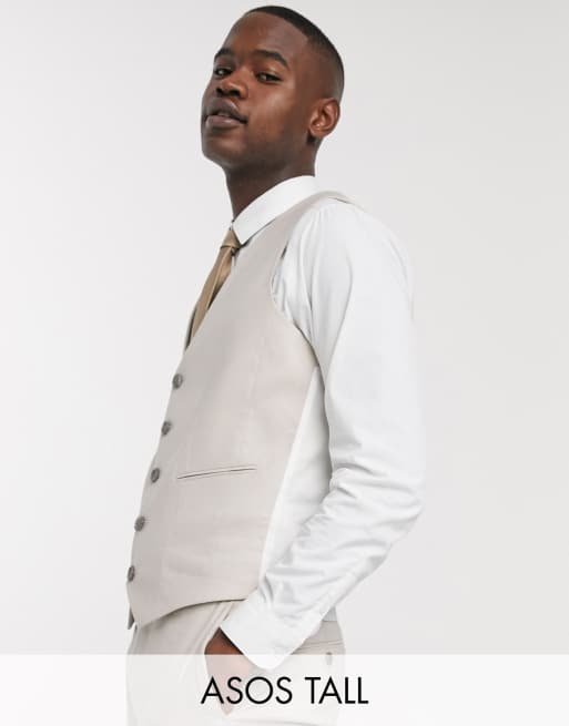 ASOS DESIGN Tall wedding super skinny suit waistcoat in stretch cotton