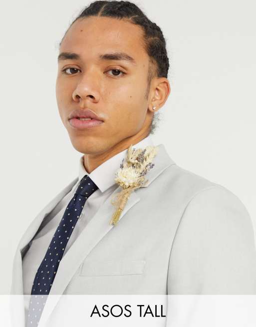 ASOS DESIGN Tall – Wedding – Superenge Anzugjacke in Eisgrau mit Mikrostruktur