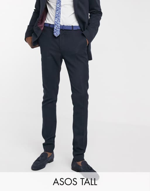 ASOS DESIGN Tall – Wedding – Super enger Anzug in Navy mit Wolloptik, 3 von 3