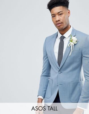 ASOS DESIGN - Tall - Wedding - Superskinny blazer in blauwe wolmix