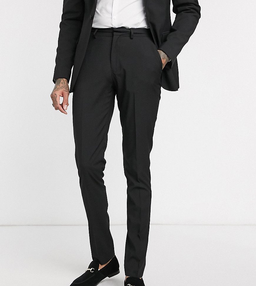 ASOS DESIGN Tall wedding – Svarta kostymbyxor med extra smal passform