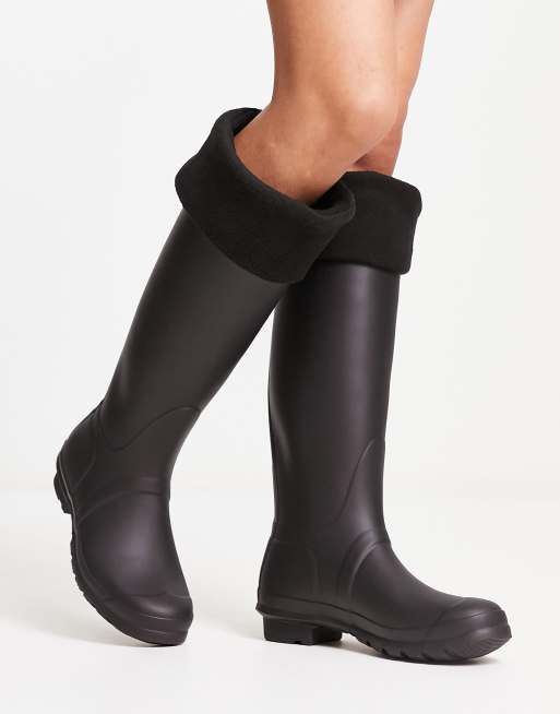 Over The Knee Fleece Socks - Black