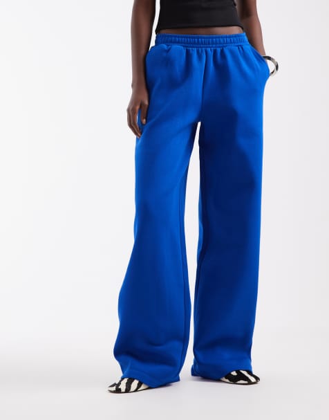 ASOS DESIGN Tall wide leg brushback jogger in bright blue - view 1