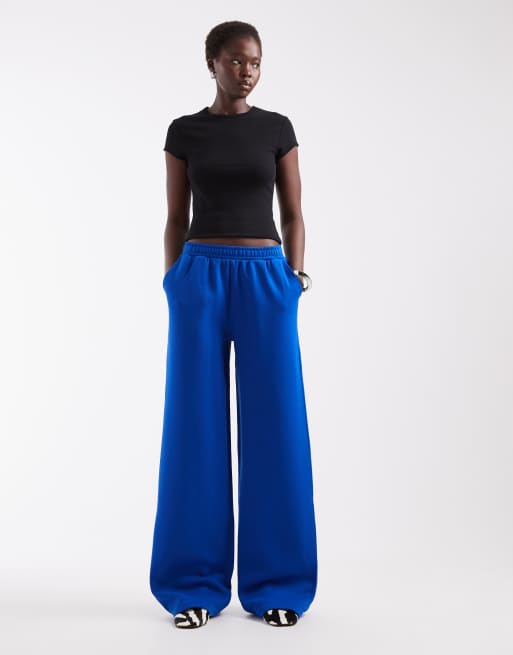 ASOS DESIGN Tall wide leg brushback jogger in bright blue, 2 of 5