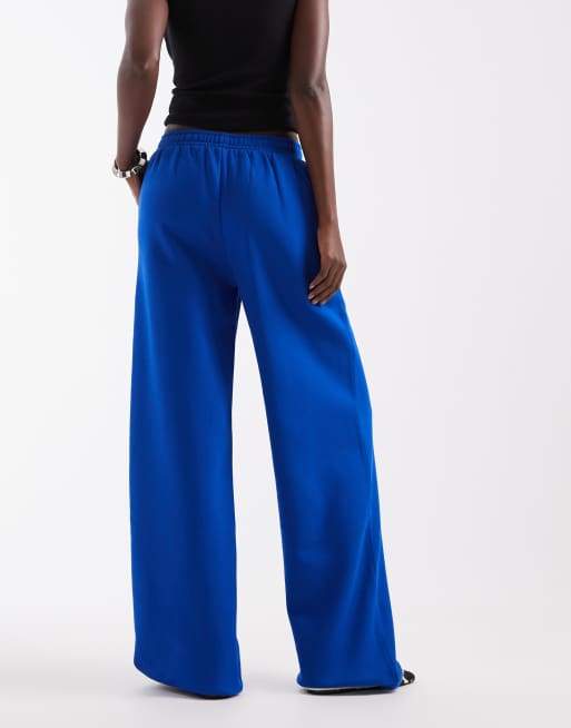 ASOS DESIGN Tall wide leg brushback jogger in bright blue, 4 of 5