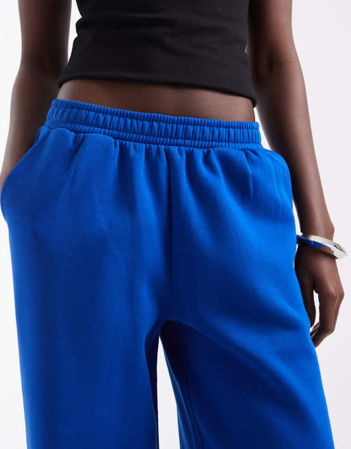 ASOS DESIGN Tall wide leg brushback jogger in bright blue, 5 of 5