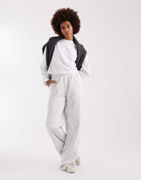 ASOS DESIGN Tall wide leg brushback jogger in ice marl - view 1