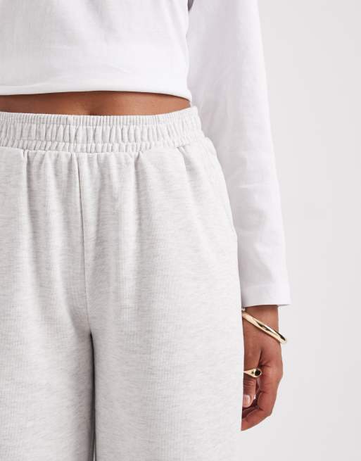 ASOS DESIGN Tall wide leg brushback jogger in ice marl, 4 of 5