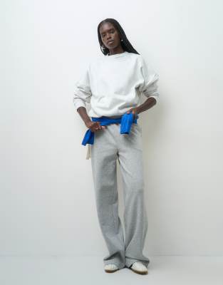 Asos Tall Asos Design Tall Wide Leg Brushback Joggers In Grey