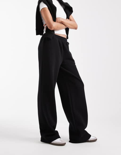ASOS DESIGN Tall wide leg brushback jogger in black