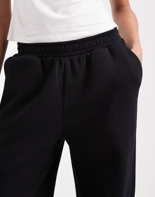 ASOS DESIGN Tall wide leg brushback jogger in black
