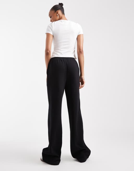 ASOS DESIGN Tall wide leg brushback jogger in black