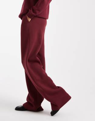 Asos Tall Asos Design Tall Wide Leg Brushback Sweatpants In Burgundy