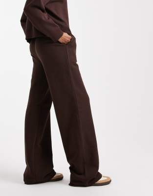 Asos Tall Asos Design Tall Wide Leg Brushback Sweatpants In Brown