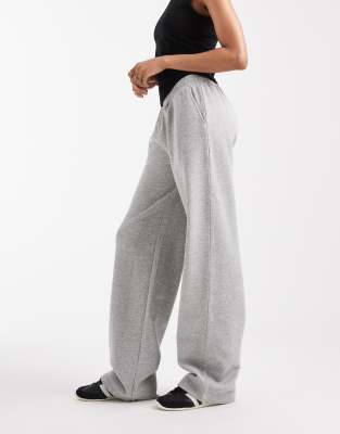 Asos Tall Asos Design Tall Wide Leg Brushback Sweatpants In Gray
