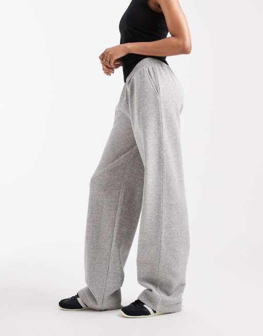 ASOS DESIGN Tall wide leg brushback jogger in grey marl