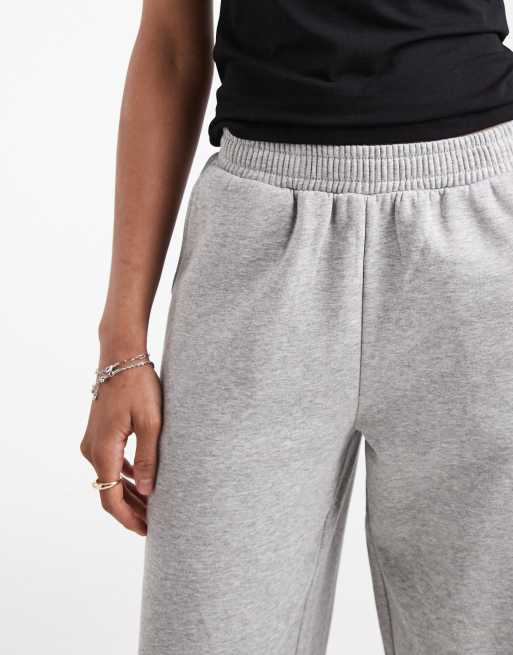 ASOS DESIGN Tall wide leg brushback jogger in grey marl