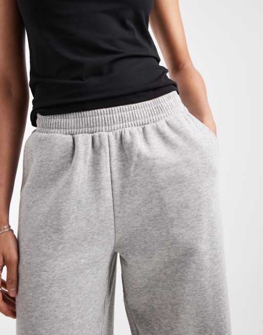 ASOS DESIGN Tall wide leg brushback jogger in grey marl