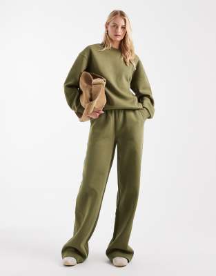 Asos Tall Asos Design Tall Wide Leg Brushback Sweatpants In Green
