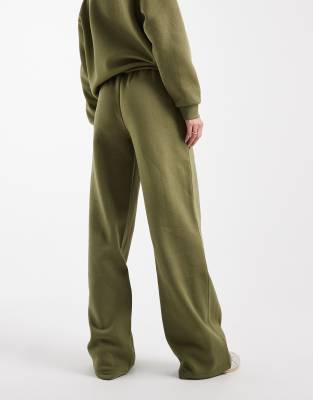 Asos Tall Asos Design Tall Wide Leg Brushback Sweatpants In Green