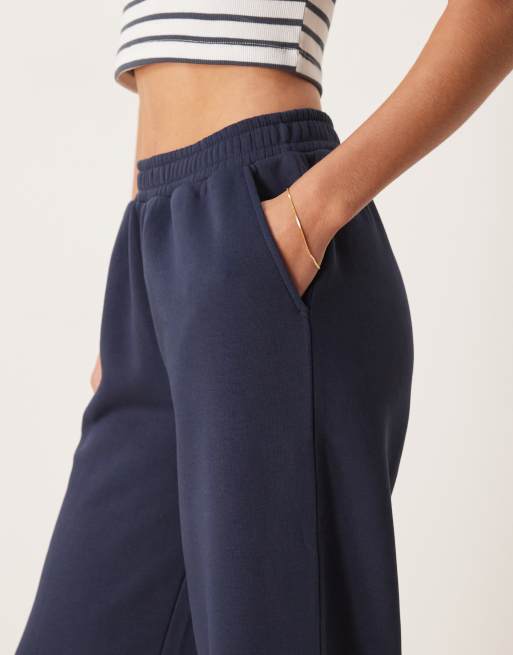 ASOS DESIGN Tall wide leg brushback jogger in navy