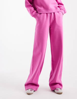 Asos Tall Asos Design Tall Wide Leg Brushback Sweatpants In Pink