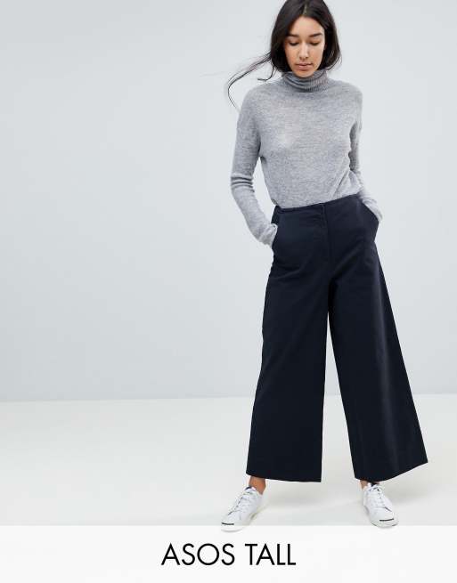 nike lounge wide leg pants in navy and white stripe