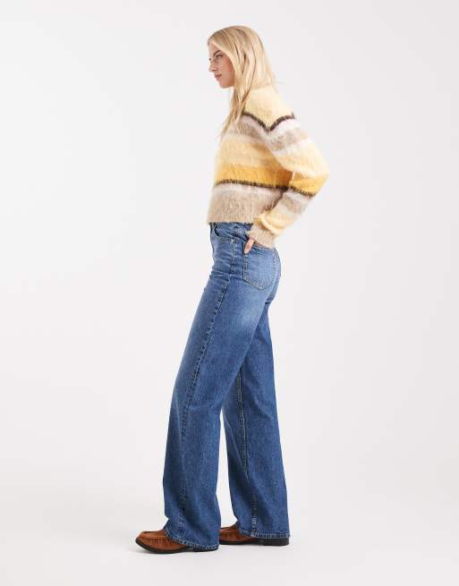 ASOS DESIGN Tall wide leg dad jean in mid blue