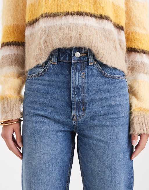 ASOS DESIGN Tall wide leg dad jean in mid blue