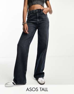 ASOS Tall ASOS DESIGN Tall wide leg dad jeans in blue black